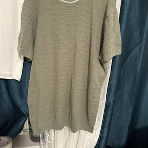 Green Textured Short Sleeve Sweater